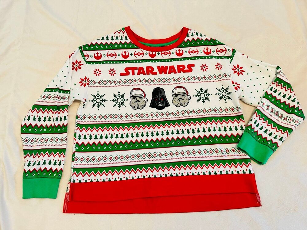 Star Wars Womens Festive Christmas Holiday Sweatshirt Darth Vadar Size Large